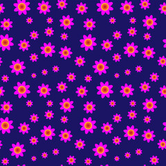Seamless pattern 2000x2000 px - pink flower on dark blue background. Artboard 4000x4000 px. The background can be recolored as desired