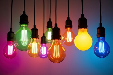 Colorful Hanging Edison Bulbs Retro Lighting Vibrant Filament Lights Interior Design