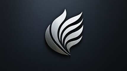 A polished silver luxury logo in the center of a dark background, with a subtle light gradient to create an elegant contrast