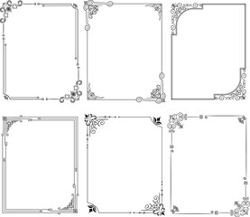 Set of Decorative vintage frames and borders. floral ornamental frame. Calligraphic frame and page decoration. Vector illustration