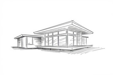 Modern House Architectural Sketch Design Drawing
