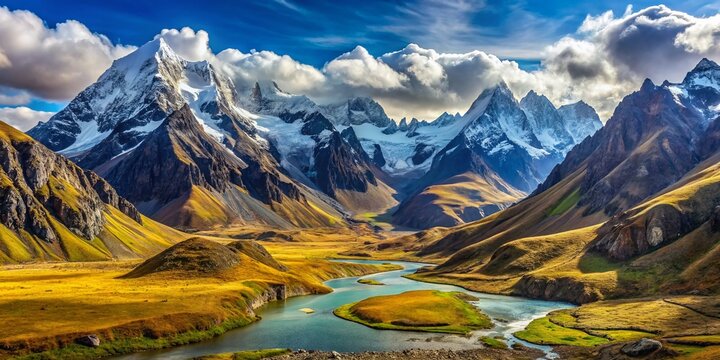 Majestic Andes Panorama: Nevada Jurau & Trapecio Peaks, Cordillera Huayhuash, Peru