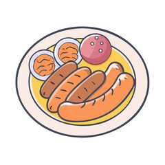 food platter with sausages vector icon, food platter with sausages vector illustration - simple illustration of food platter with sausages, perfect for logos food platter with sausages 