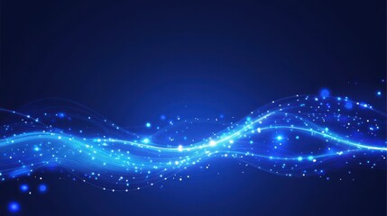 Abstract digital network illustration with blue background and white dots connected by lines, depicting technology and connectivity concept. High-resolution vector design.