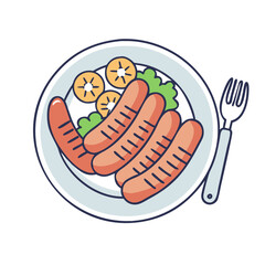 food platter with sausages vector icon, food platter with sausages vector illustration - simple illustration of food platter with sausages, perfect for logos food platter with sausages 