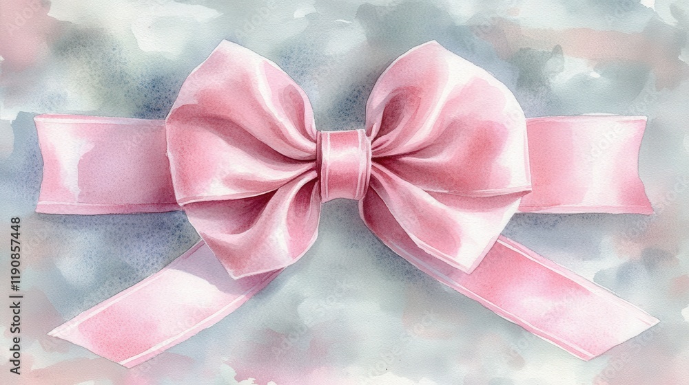 Aufkleber pink bow placed on a soft gray background creating a simple and elegant design valentine day