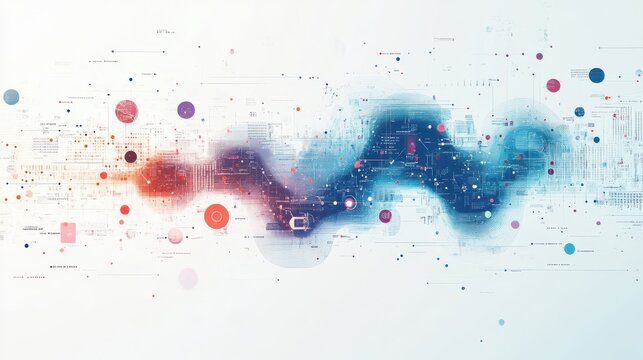 3D AI Driven Language Processing Elements: Abstract Vector Design with Flowing Text and Digital Patterns on White Background for Linguistic Analysis