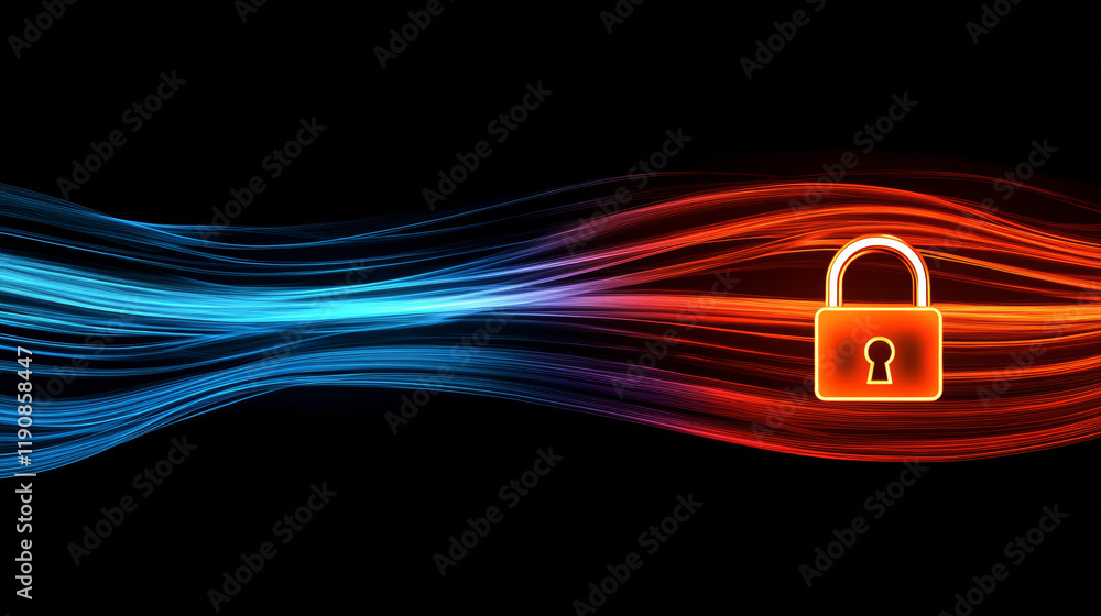 Poster secure data transfer action digital space graphic illustration high-tech environment abstract viewpo