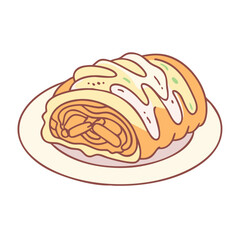 german style apple strudel vector icon, german style apple strudel vector illustration - simple illustration of german style apple strudel, perfect for logos german style apple strudel 