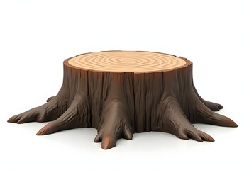 Stump isolated on white background 3d rendering
