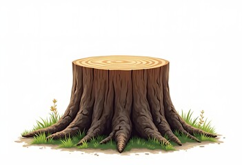 Stump isolated on white background 3d rendering
