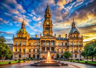 Obraz premium Majestic City Hall Architecture: A Stunning Urban Landscape