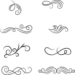 Fototapeta premium Vector line vintage scroll items for ornate design