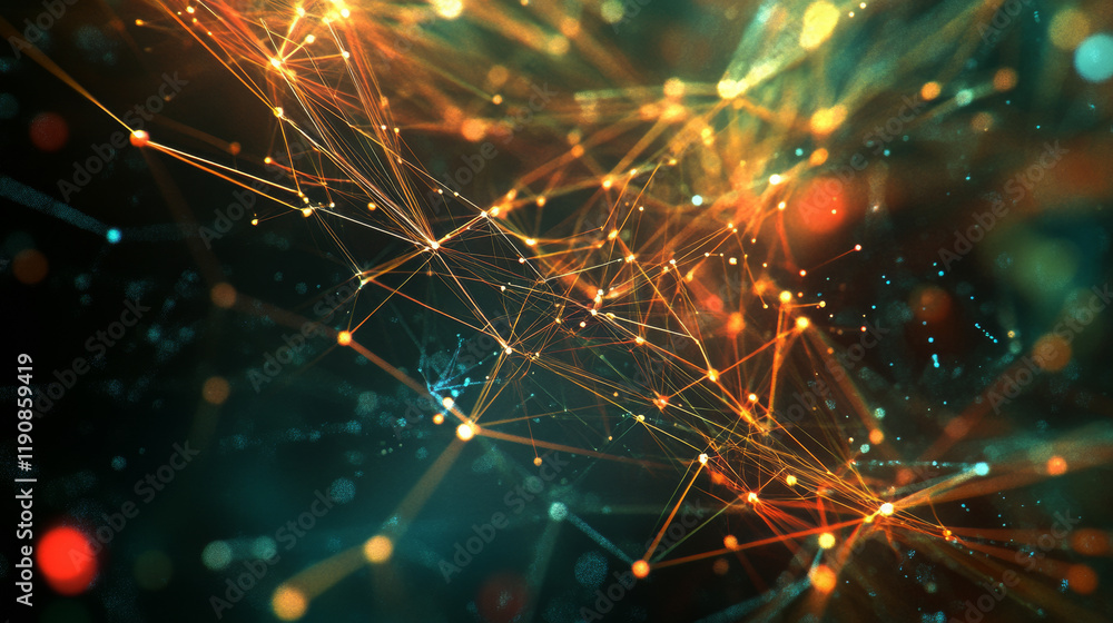 Poster dynamic network connections abstract digital space graphic visualization technology environment clos