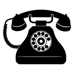 Bakelite Telephone silhouette vector icon illustration, telephone on white background.