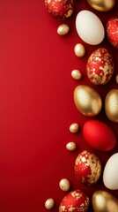 Vibrant and Elegant Minimalist Easter Eggs Frame Featuring Traditional Chinese Elements for Celebrating the New Year and Special Occasions