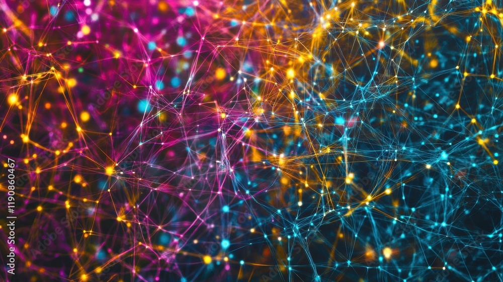 Poster network technology combines internet connectivity modern abstract data concept colorful background