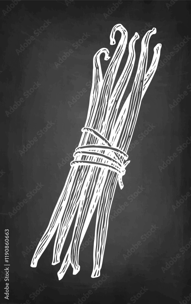 Canvas Prints bundle of vanilla pods chalk sketch.