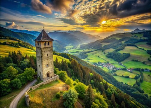 Majestic Fiorenzana Tower, Grono, Mesolcina Valley, Switzerland: Breathtaking Landscape Photography