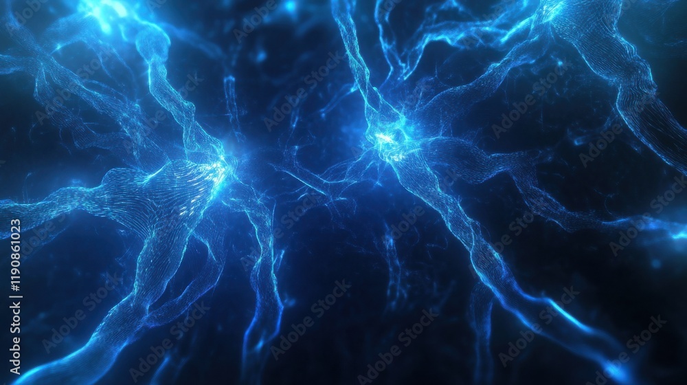 Aufkleber global connectivity concept featuring a futuristic abstract network of glowing blue lines and nodes,