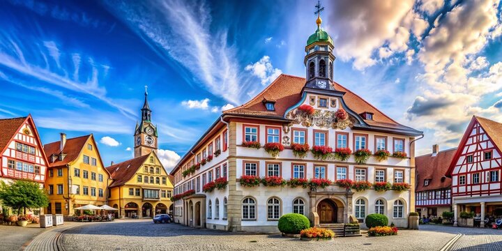 Majestic Forchheim City Hall, Bavarian Architecture, Historic German Building, Panoramic View, Daytime Sunlight