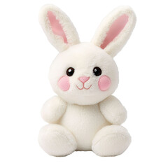 Soft white bunny plush toy with pink accents, perfect for cuddling and playtime. This adorable stuffed animal brings joy and comfort to children and adults alike