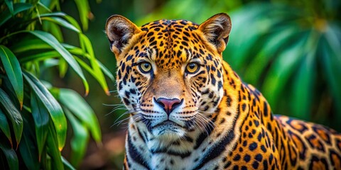Fototapeta premium Majestic Jaguar: Vivid Spots, Wild Beauty - Stunning Wildlife Photography