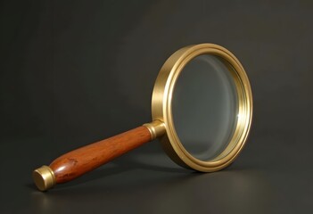 One magnifying glass isolated on a white background, top view
