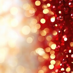 Fototapeta premium Bright red and golden bokeh lights create a festive atmosphere during a joyful celebration