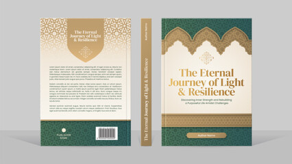 Islamic Book Cover Template Design with Arabic Pattern and Design Elements