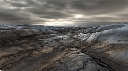 Dramatic Landscape of Rolling Hills Under Moody Skies - Nature's Untouched Wilderness