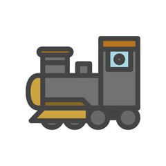 カラー乗り物関連の単品アイコン　機関車