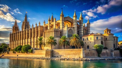 Obraz premium Majestic Palma Cathedral, Mallorca: Gothic Architecture & Spanish Sunlight