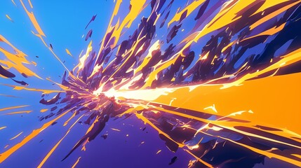 Fototapeta premium Neon Lightning Energy Burst - Abstract Futuristic Background
