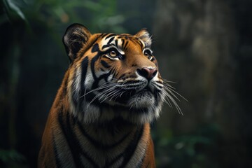 Obraz premium A majestic tiger in its natural habitat, captured in a stunning and detailed close-up