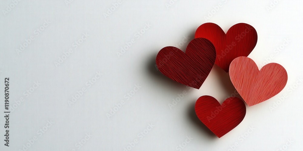 Aufkleber three red hearts arranged on a clean white background creating a simple and striking visual composit