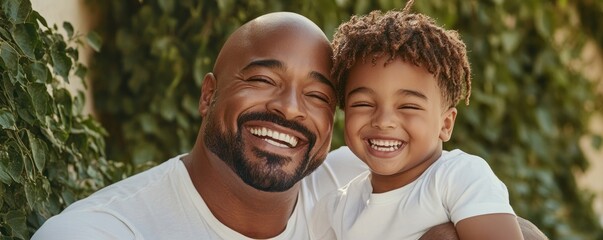 Celebrating Father's Day A heartwarming image depicting a father offering unwavering support and love to his child, their unbreakable bond evident in their shared laughter This joyful moment captures