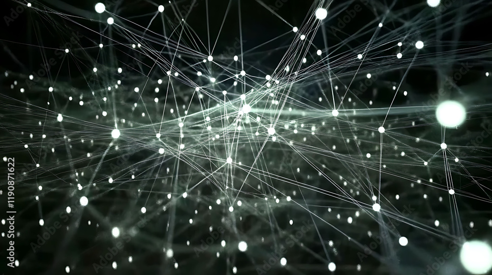 Poster abstract digital network background. glowing nodes and connecting lines create a visually striking i