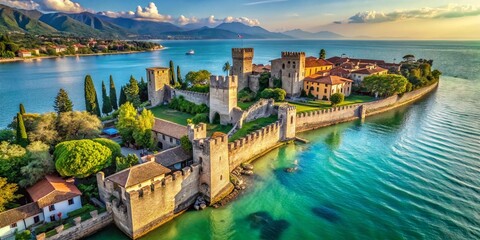 Majestic Sirmione Fortress: Italian Lake Garda Landscape