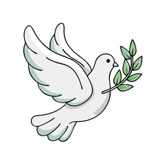 dove with olive branch vector icon, dove with olive branch vector illustration - simple illustration of dove with olive branch, perfect for logos and icons