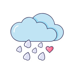 cloud with heart raindrops vector icon, cloud with heart raindrops vector illustration - simple illustration of cloud with heart raindrops, perfect for logos and icons