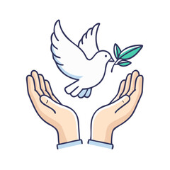 hands releasing a dove vector icon, hands releasing a dove vector illustration - simple illustration of hands releasing a dove, perfect for logos and icons
