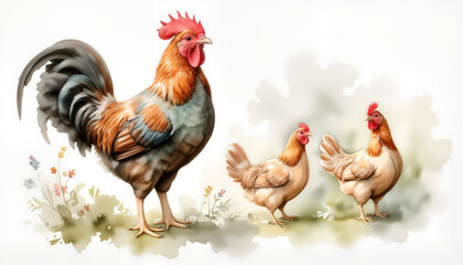 Fototapeta premium French rooster crowing in rural village, celebrating Bastille Day