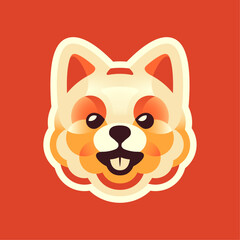 Fun & colorful dog face logo vector illustration, badge, emblem