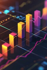Fototapeta premium Minimalist stock graph showcasing wealth growth.