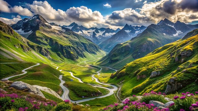 Majestic Swiss Alps: Furka & Susten Pass Mountain Panorama, Scenic Road Trip, Dramatic Landscape