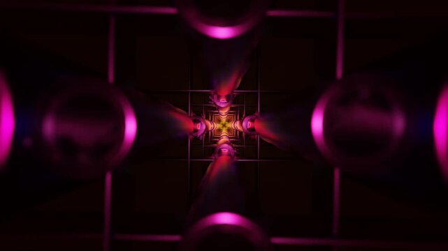 Hypnotic Neon Geometry With Seamless Rotating Light Effects