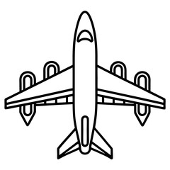  Passenger Airplane Line Art Vector Illustration