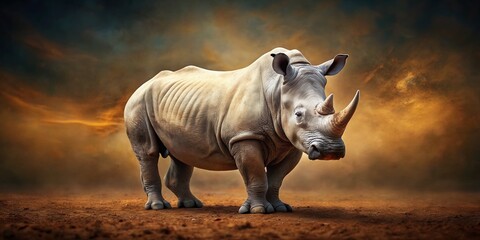 Obraz premium Majestic White Rhino on Brown Textured Background - Wildlife Stock Photo