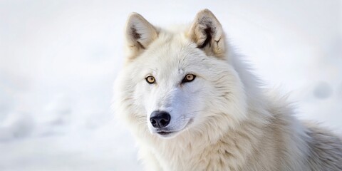 Obraz premium Majestic White Wolf on Pure White Background - Candid Wildlife Photography